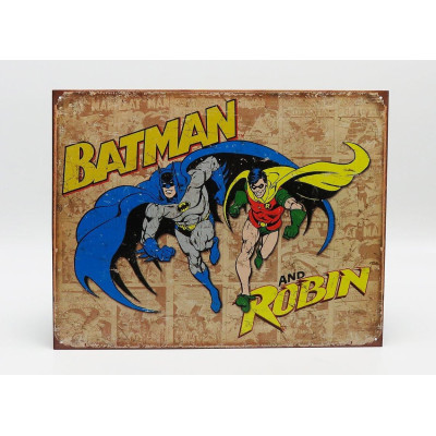 EDICOLA ACCESSORIES METAL PLATE - BATMAN AND ROBIN - BROWN BLUE YELLOW 1/1