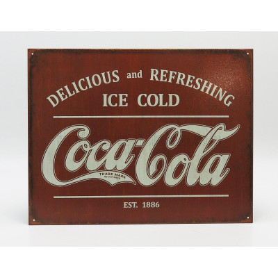 EDICOLA ACCESSORIES METAL PLATE - COCA-COLA DELICIOUS AND REFRESHING ICE COLD EST 1886 - RED 1/1