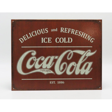 EDICOLA ACCESSORIES METAL PLATE - COCA-COLA DELICIOUS AND REFRESHING ICE COLD EST 1886 - RED 1/1