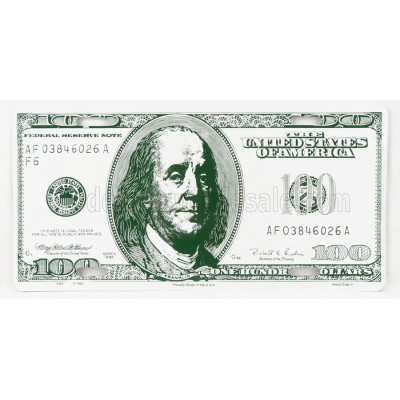 EDICOLA ACCESSORIES FUNNY METAL PLATE - 100 DOLLARS - WHITE GREEN 1/1