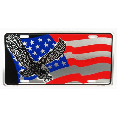 EDICOLA ACCESSORIES FUNNY METAL PLATE - EAGLE SILVER USA FLAG - RED SILVER BLUE 1/1
