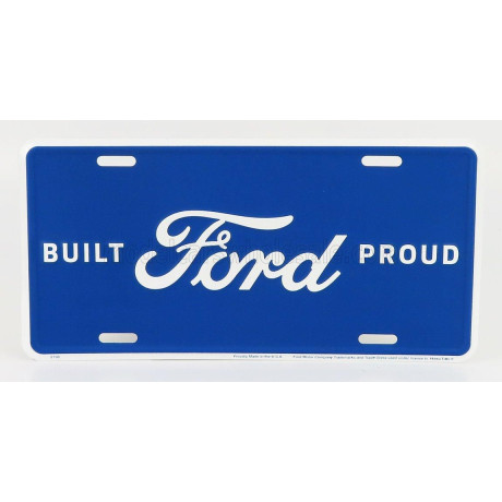 EDICOLA ACCESSORIES FUNNY METAL PLATE - FORD LOGO BUILT PROUD - BLUE WHITE 1/1