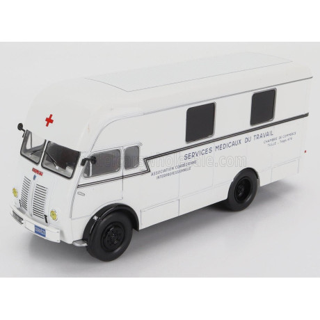 EDICOLA BERLIET GLA 5 TRUCK FOURGON INTEGRAL SURELEVE SERVICE MEDICAUX DU TRAVAIL AMBULANCE 2-ASSI 1961 - WHITE 1/43