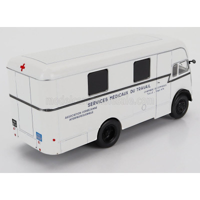 EDICOLA BERLIET GLA 5 TRUCK FOURGON INTEGRAL SURELEVE SERVICE MEDICAUX DU TRAVAIL AMBULANCE 2-ASSI 1961 - WHITE 1/43
