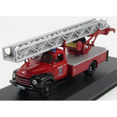 EDICOLA OPEL BLITZ TRUCK SCALA FREIWILLIGE FEUERWEHR 1952 - FIRE ENGINE - VIGILI DEL FUOCO - RED SILVER 1/43