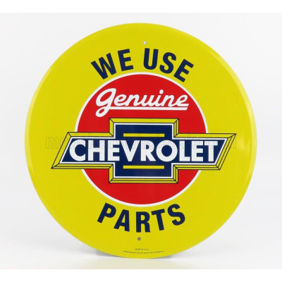 EDICOLA ACCESSORIES METAL ROUND PLATE - CHEVROLET GENUINE PARTS - YELLOW RED 1/1