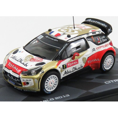 EDICOLA CITROEN DS3 WRC TOTAL ABU DHABI N 1 WINNER RALLY MONTECARLO 2013 S.LOEB - D.ELENA - RED GOLD WHITE 1/43
