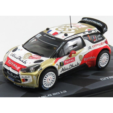 EDICOLA CITROEN DS3 WRC TOTAL ABU DHABI N 1 WINNER RALLY MONTECARLO 2013 S.LOEB - D.ELENA - RED GOLD WHITE 1/43