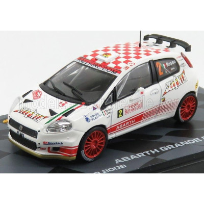 EDICOLA FIAT GRANDE PUNTO S2000 N 2 RALLY MONTECARLO 2009 G.BASSO - M.DOTTA - WHITE RED 1/43