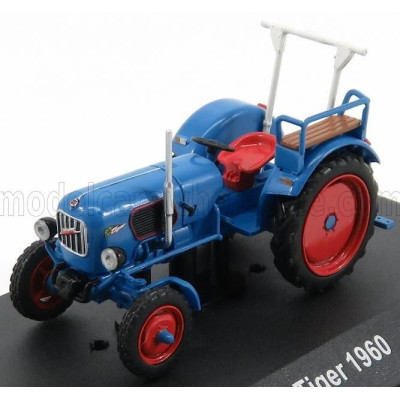 EDICOLA EICHER TIGER TRACTOR 1960 - CON VETRINA - WITH SHOWCASE - BLUE RED 1/43