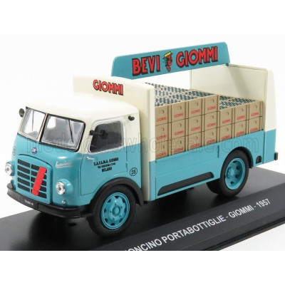 EDICOLA OM FIAT LEONCINO TRUCK PORTABOTTIGLIE GIOMMI 1957 - LIGHT BLUE CREAM 1/43