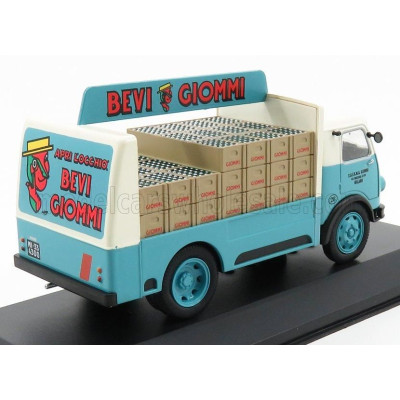 EDICOLA OM FIAT LEONCINO TRUCK PORTABOTTIGLIE GIOMMI 1957 - LIGHT BLUE CREAM 1/43