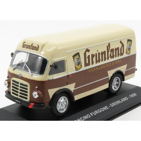 EDICOLA OM FIAT LEONCINO TRUCK VAN GRUNLAND FORMAGGINO D'ORO 1959 - BROWN BEIGE 1/43