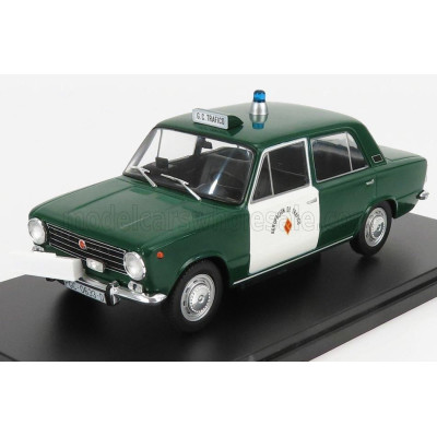 EDICOLA SEAT FIAT 124D AGRUPACION DE TRAFICO POLICE 1973 - CON VETRINA - WITH SHOWCASE - GREEN WHITE 1/24
