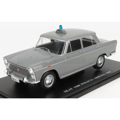 EDICOLA SEAT FIAT 1500 SERVICIO OFICIAL MADRID POLICIA ARMADA POLICE 1965 - CON VETRINA - WITH SHOWCASE - GREY 1/24