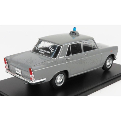 EDICOLA SEAT FIAT 1500 SERVICIO OFICIAL MADRID POLICIA ARMADA POLICE 1965 - CON VETRINA - WITH SHOWCASE - GREY 1/24