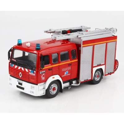 EDICOLA RENAULT G270 DOUBLE CABINE TANKER TRUCK FPTSR SAPEURS POMPIERS FRANCE 1993 - RED WHITE SILVER 1/43