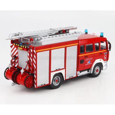 EDICOLA RENAULT G270 DOUBLE CABINE TANKER TRUCK FPTSR SAPEURS POMPIERS FRANCE 1993 - RED WHITE SILVER 1/43