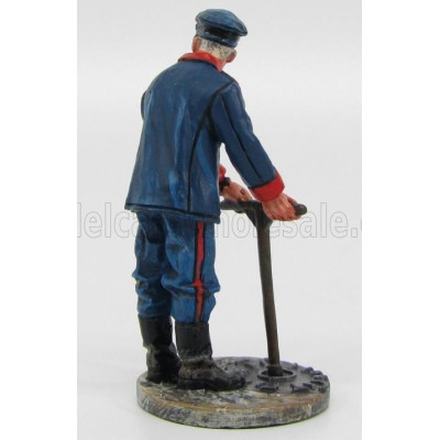 EDICOLA FIGURES VIGILI DEL FUOCO VIGILE DEL FUOCO SPAGNOLO BARCELLONA CON CHIAVE APRI TOMBINO 1923 - SPANISH FIREMAN - BLUE RED