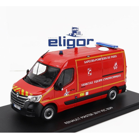 ELIGOR RENAULT MASTER VAN VEC BSPP VEHICULE EQUIPE CYNOTECHNIQUE SAPEURS POMPIERS DE PARIS 2019 - RED 1/43