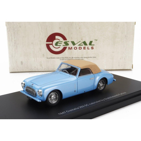 ESVAL MODEL CISITALIA 202 SC STABILIMENTI FARINA CABRIOLET CLOSED 1947 - LIGHT BLUE CREAM 1/43