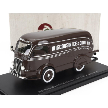 ESVAL MODEL INTERNATIONAL D-300 N 600 VAN WISCONSIN ICE & COAL CO. 1938 - COAL FUEL - OIL COKE - BROWN 1/43