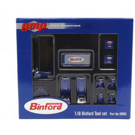 GMP ACCESSORIES SET OFFICINA GARAGE TOOL SET BINFORD - BLUE SILVER 1/18