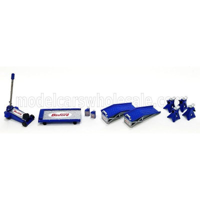 GMP ACCESSORIES SET OFFICINA GARAGE TOOL SET BINFORD - BLUE SILVER 1/18