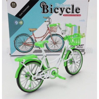 GOLDEN WHEEL MODELS BICICLETTA LADY CLASSIC BICYCLE - GREEN WHITE 1/10