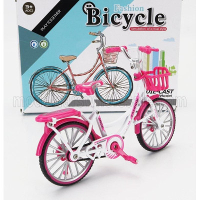 GOLDEN WHEEL MODELS BICICLETTA LADY CLASSIC BICYCLE - PINK WHITE 1/10