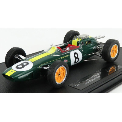 GP REPLICAS LOTUS F1 CLIMAX 25 N 8 WORLD CHAMPION WINNER ITALY GP 1963 JIM CLARK - CON VETRINA - WITH SHOWCASE - GREEN YELLOW 1/