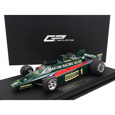 GP REPLICAS LOTUS LOTUS TYPE 80 MARTINI RACING N 1 (WITHOUT FRONT WINGS) TEST 1979 MARIO ANDRETTI - GREEN RED 1/18