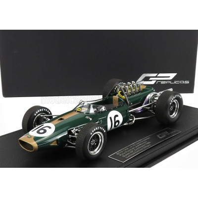 GP REPLICAS BRABHAM F1  BT19 N 16 WINNER DUTCH GP JACK BRABHAM 1966 WORLD CHAMPION - CON VETRINA - WITH SHOWCASE - GREEN GOLD 1/