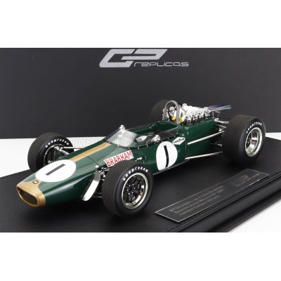 GP REPLICAS BRABHAM F1  BT24 REPCO N 1 2nd MEXICO GP 1967 JACK BRABHAM - CON VETRINA - WITH SHOWCASE - GREEN GOLD 1/18