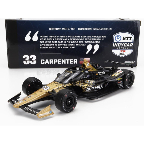 GREENLIGHT CHEVROLET TEAM ED CARPENTER RACING N 33 INDIANAPOLIS INDY 500 INDYCAR SERIES 2023 E.CARPENTER - BLACK GOLD 1/18
