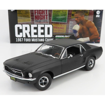 GREENLIGHT FORD USA MUSTANG COUPE 1967 - ADONIS CREED'S - MATT BLACK 1/18