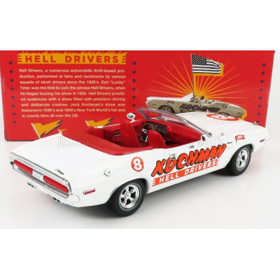 GREENLIGHT DODGE CHALLENGER CONVERTIBILE KOCHMAN HELL DRIVERS 1970 - WHITE RED 1/18