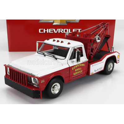 GREENLIGHT CHEVROLET C-30 TRUCK 1972 - CARRO ATTREZZI - WRECKER ROAD SERVICE - RED WHITE 1/18
