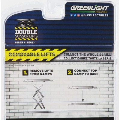 GREENLIGHT ACCESSORIES GARAGE SET OFFICINA - PONTE SOLLEVATORE AUTO - TWO POST LIFT - BLUE 1/64