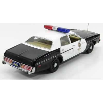 GREENLIGHT DODGE MONACO POLICE 1977 WITH T-800 ENDOSKELETON FIGURE - THE TERMINATOR 1 1984 - BLACK WHITE 1/18