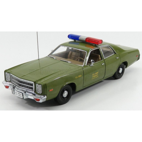 GREENLIGHT PLYMOUTH FURY U.S. ARMY MILITARY POLICE 1977 - A-TEAM - MILITARY GREEN 1/18