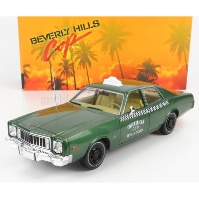 GREENLIGHT PLYMOUTH FURY CHECKER CAB TAXI 1976 - BEVERLY HILLS COP - GREEN MET 1/18