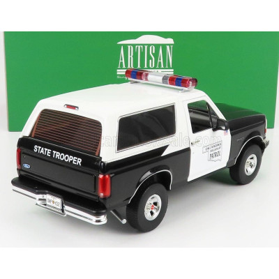 GREENLIGHT FORD USA BRONCO OKLAHOMA HIGHWAY PATROL POLICE 1996 - BLACK WHITE 1/18