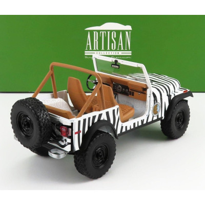 GREENLIGHT JEEP CJ-7 OPEN 1976 - WHEN NATURE CALLS - ACE VENTURA - MOVIE 1995 - BLACK WHITE 1/18