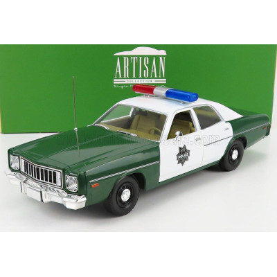 GREENLIGHT PLYMOUTH FURY HAZZARD POLICE 1975 - GREEN WHITE 1/18