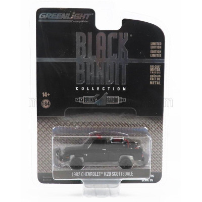 GREENLIGHT CHEVROLET K-20 PICK-UP SCOTTSDALE 1982 - BLACK BANDIT - BLACK 1/64