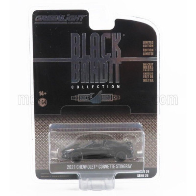 GREENLIGHT CHEVROLET CORVETTE STINGRAY 2021 - BLACK BANDIT - BLACK 1/64