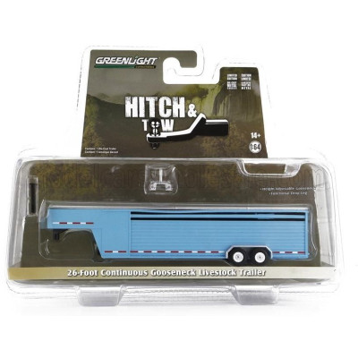 GREENLIGHT TRAILER RIMORCHIO 26 FOOT LIVESTOCK 2-ASSI 2000 - LIGHT BLUE 1/64