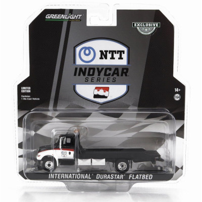 GREENLIGHT INTERNATIONAL DURASTAR 4400 FLATBED TRUCK CARRO ATTREZZI NTT INDYCAR SERIES - WRECKER ROAD SERVICE 2023 - WHITE BLACK