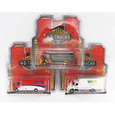 GREENLIGHT INTERNATIONAL SET ASSORTMENT 6 PIECES - 2X DURASTAR TRUCK WASTE MANAGMENT 2013 - 2X TRUCK UNITED PARCEL SERVICE 2019